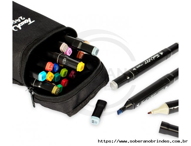 Kit Canetas Marcadoras Pontas Duplas 24 cores